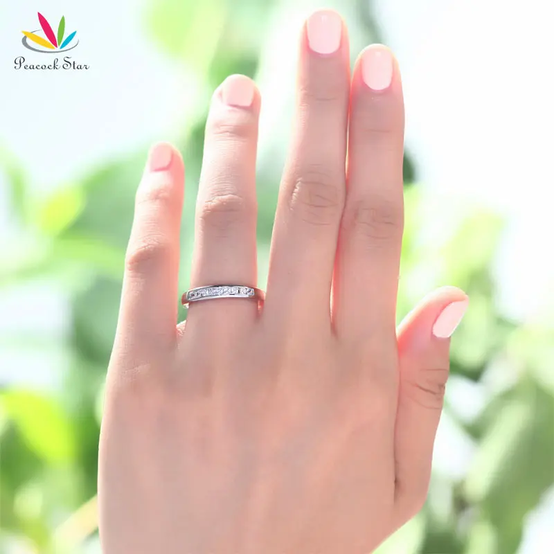Peacock Star Princess Cut Solid 925 Sterling Silver Wedding Ring Band Jewelry CFR8071