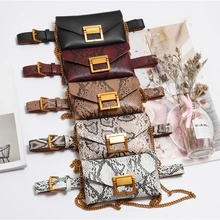 Ретро змеиная мини поясная сумка женская змеиная кожаная поясная сумка высокого качества, со вставками и цепочками, сумки, кошельки, Новинка