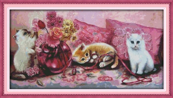 

The three litten kittens , counted printed on fabric DMC 14CT 11CT Cross Stitch kits,embroidery needlework Sets, Home Decor