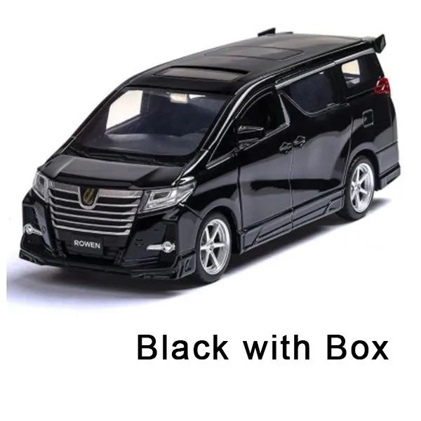 Модель автомобиля Toyota Elfa, игрушечный автомобиль-няня, Черный игрушечный автомобиль, светильник с функцией оттягивания, модифицированный автомобиль, 6 дверей, можно открыть - Цвет: black with box