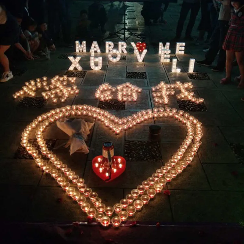 Valentine's Day Diy Letter Symbol Sign Heart Lighting Led Vintage Plastic Led Lights Wedding Party Holiday DIY Decorations