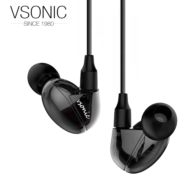 VSONIC VSD2S VSD2Si микрофон профессиональный шумоизоляция HIFi Внутренние Наушники для iPhone Android телефонов - Цвет: NEW VSD2S black