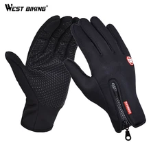 WEST BIKING Зимние перчатки для велоспорта с сенсорным экраном, спортивные перчатки для рыбалки, пеших прогулок, теплые перчатки унисекс Guantes Ciclismo, велосипедные перчатки
