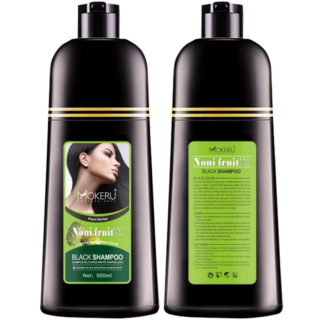 Mokeru Organic Natural Fast Hair Dye Only 5 Minutes Noni Plant Essence Black Hair Color Dye Shampoo For Cover Gray White Hair 6