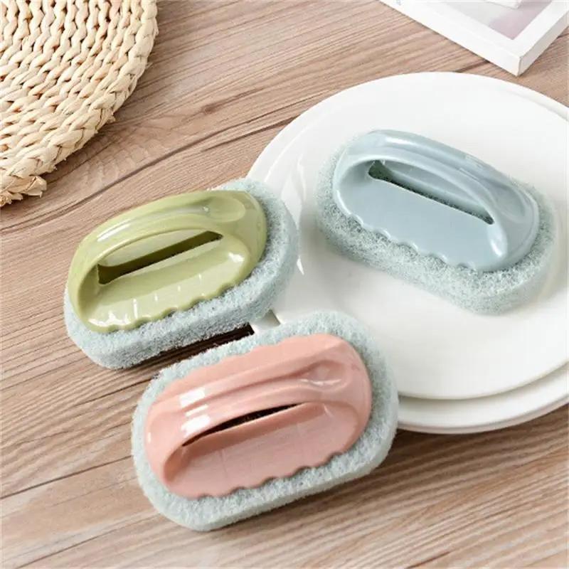 

1 Pcs Scouring Pad Cleaning Wiper Handle Decontamination Sponge Kitchen Floor Tile Descaling Cleaning Wipe Household Utensil