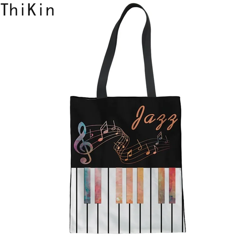 Тикин Мода пианино клавиатура/Музыка Примечание печать повседневные женские льняные сумки для покупок леди Эко сумки складная сумка многоразового использования