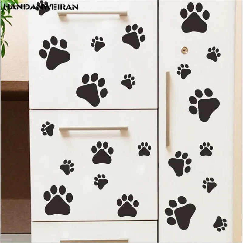 1 шт. милый мультфильм собака кошка ходячая лапа принт наклейки на стену DIY