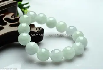 

shitou 00136 FINE Certified 100% Natural A Grade Jade (Aqua Jadeite) 13mm Beaded Bracelet