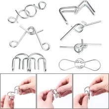 7pcs set Classical Metal Ring Puzzles IQ Brain Teaser Test Toys Locks Educational Learning Gifts for