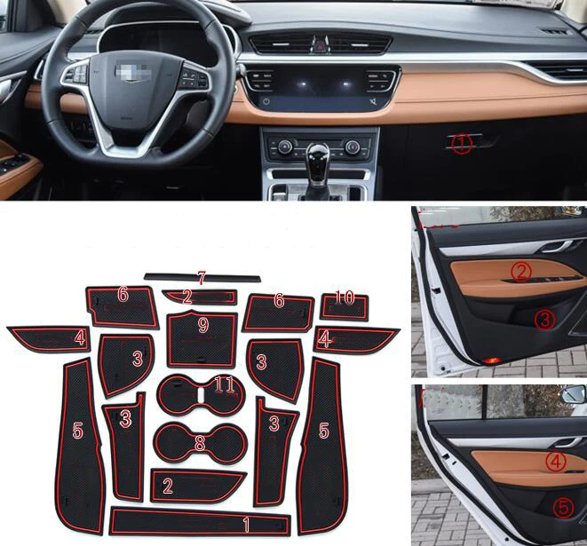 Коврики AHHDMCL для подлокотников и дверей коврики хранения ворот Geely Vision S1 с ручной