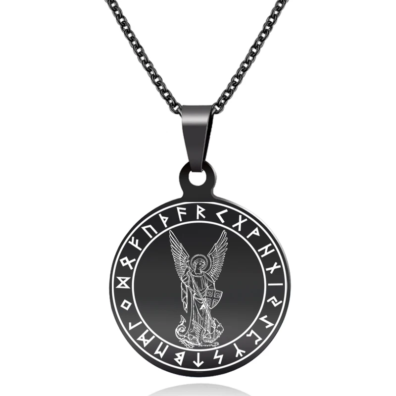 viking runes circular and st michael pendant2   1