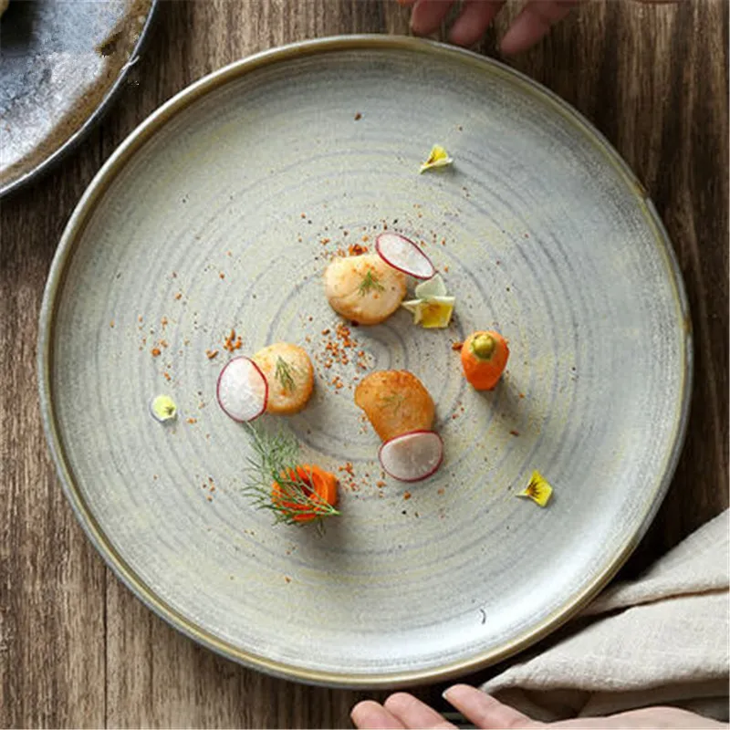 

KINGLANG Steak Western Ceramic Western Tableware Plate Personality Home Burdock Pasta Plate