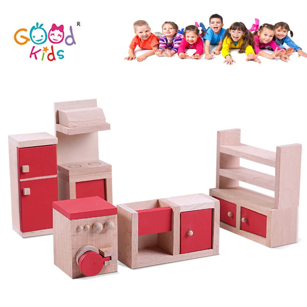 10 шт., игровая мебель Детская Развивающие и обучающие игрушки деревянные мини мебель для кукольных Кухня игрушки подарки Оптовая A889