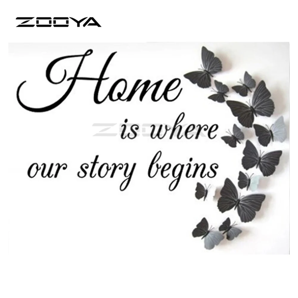 

ZOOYA DIY Diamond Embroidery Butterfly "Home is where Story Begins "Diamond Painting Cross Stitch Square Mosaic Decoration BK685