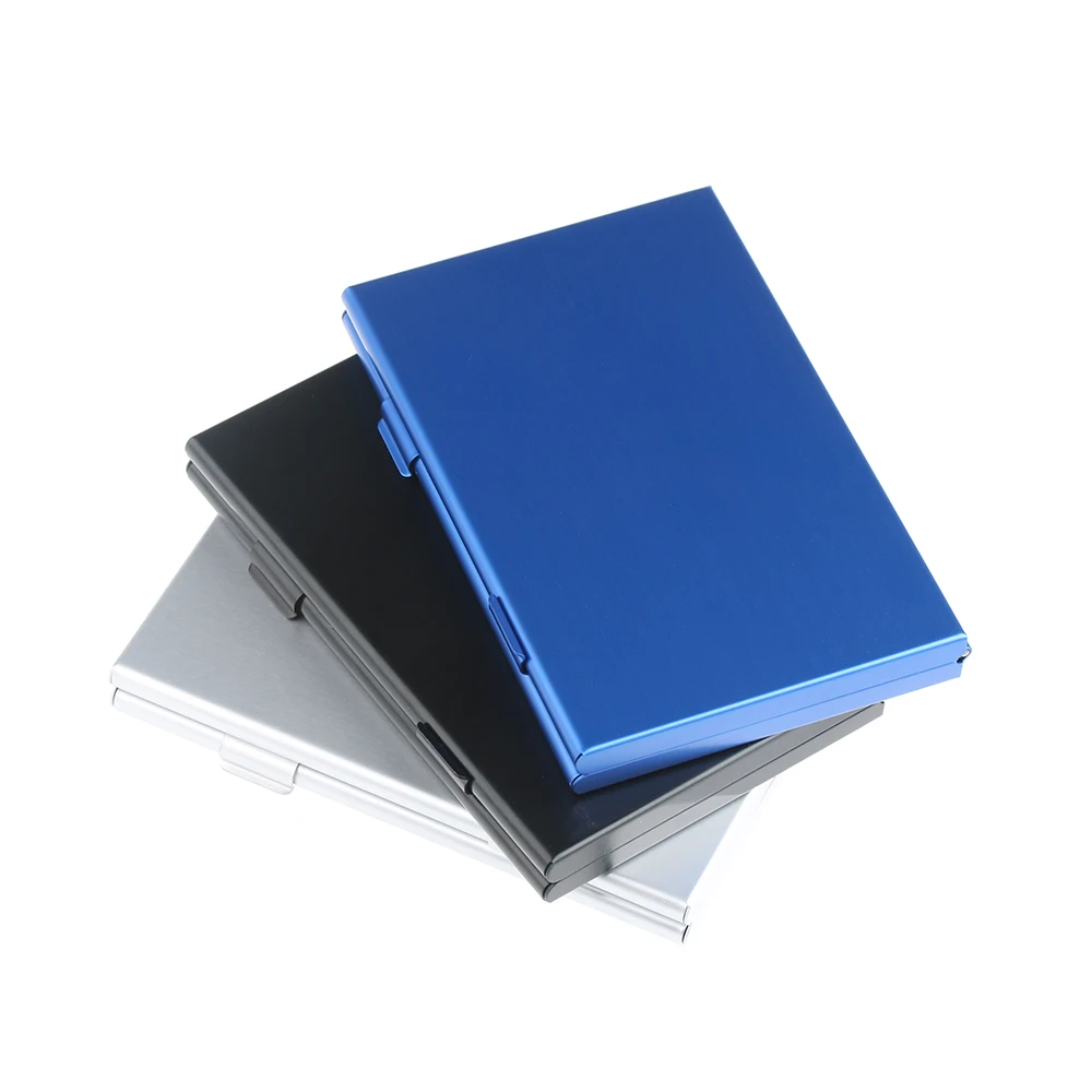 

1PC Super-thin Multi-use Aluminium Metal Memory Card Storage Case Protective Holder Box For CF TF SD SIM Card Black Blue Gold