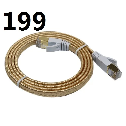 199 # MEIBAI 0,3 м, 0,5 м, 1 м, 2 м, 3 м короткий кабель CAT7 RJ45 патч плоский Ethernet сетевой кабель для розетка Интернета золотой пластине