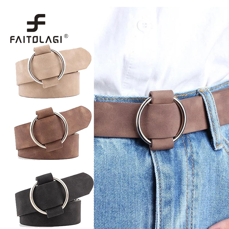 2019 New Women Belts Round Women Girls Jeans Modeling Belts Without Buckles Cool Simple Waist ...