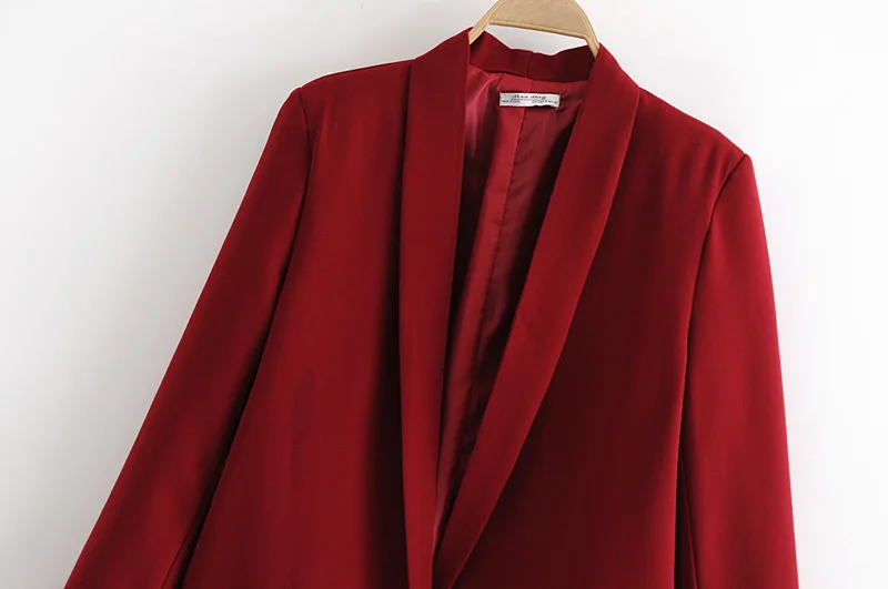 VOGUEIN новые женские элегантные однотонные бордовый/черный 3/4 рукав пиджак на одной пуговице костюм пальто оптом