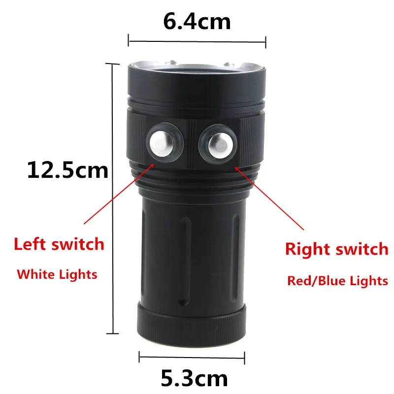 25000LM Подводный Видео Дайвинг Flashligt 15x Cree L2 белый свет + 6x синий/UV красный 18650 батарея