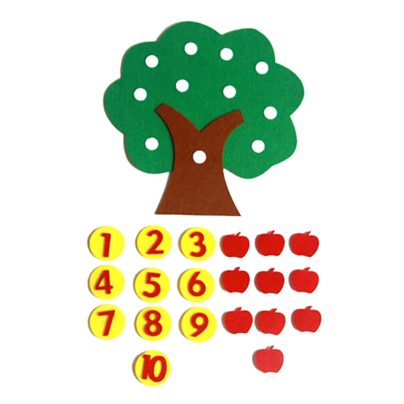 

New Arrival Nonwoven Apple Trees 1-10 Digital Kindergarten Math Area Toys Self-made Number Puzzle Kit Materials For Children