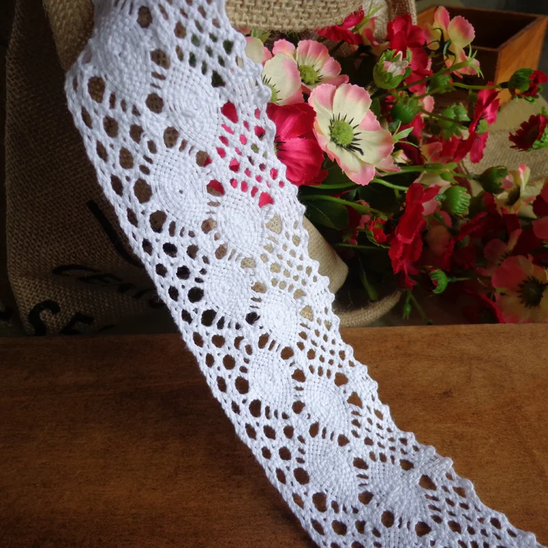 2m x 17mm WHITE 100/% COTTON LACE TRIM
