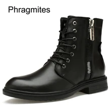 Phragmites/Лидирующий бренд; ботинки в деловом стиле с острым носком; ботинки в байкерском стиле; классическая ; зимняя обувь; мужские ботинки из натуральной кожи