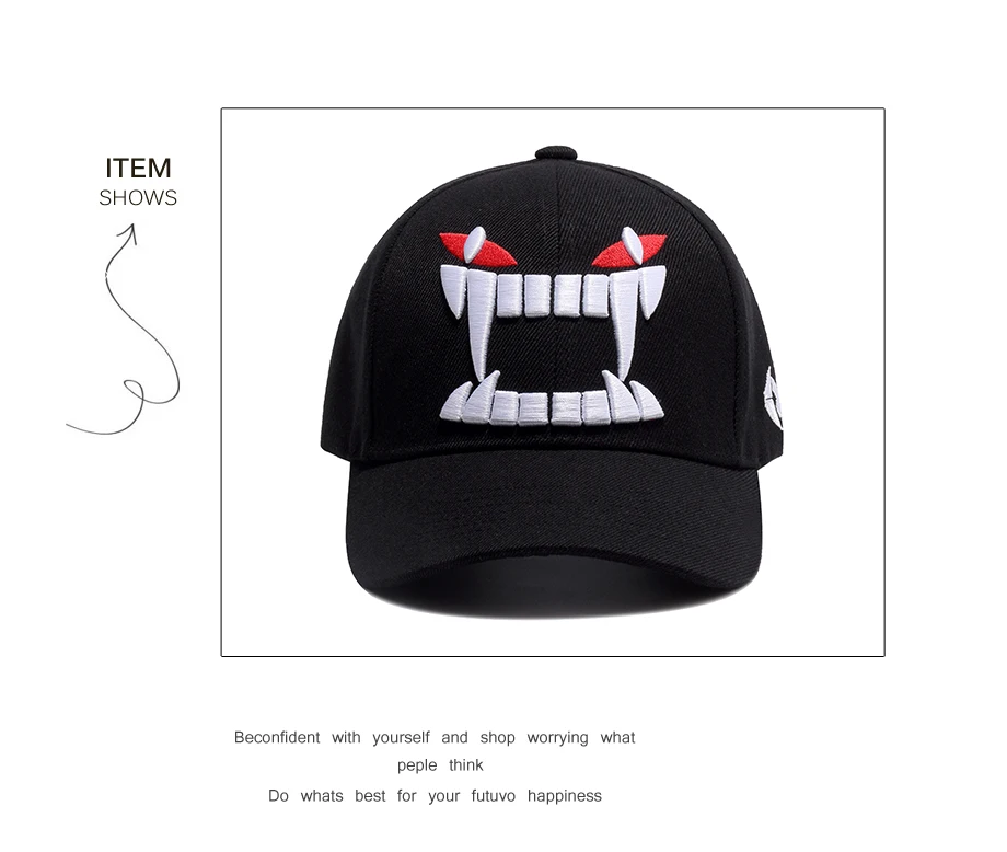 ADK Cotton Korean Style Baseball Hat For Girls With Big Teeth Pattern Fashion Leisure Sun Protection Snapback Popular (11)