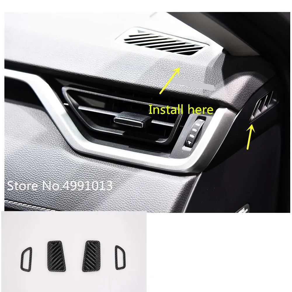 

For Toyota RAV4 2019 2020 car inner carbon fibre vent outlet front air condition panel control trim frame hood 4pcs