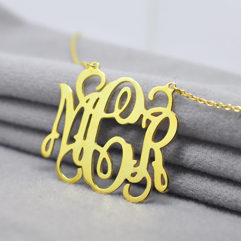 Wholesale Golden Monogram Necklace 2 hook Personalized 3 Initial