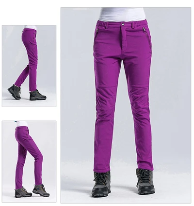 IEMUH зимние уличные спортивные мужские и женские походные брюки водонепроницаемые дышащие сохраняющие тепло штаны для рыбалки и альпинизма унисекс треккинговые штаны - Цвет: Women Purple