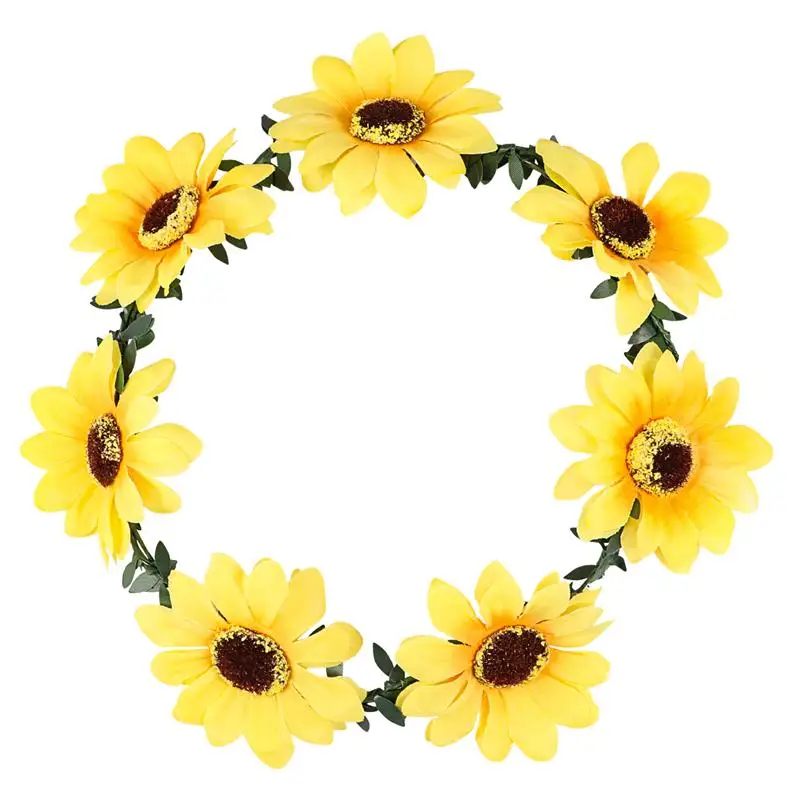 

Frcolor Floral Sunflower Crown Head Band Hair Wreath Bridal Headpiece Hair Band for Festival Wedding Party (Garland)