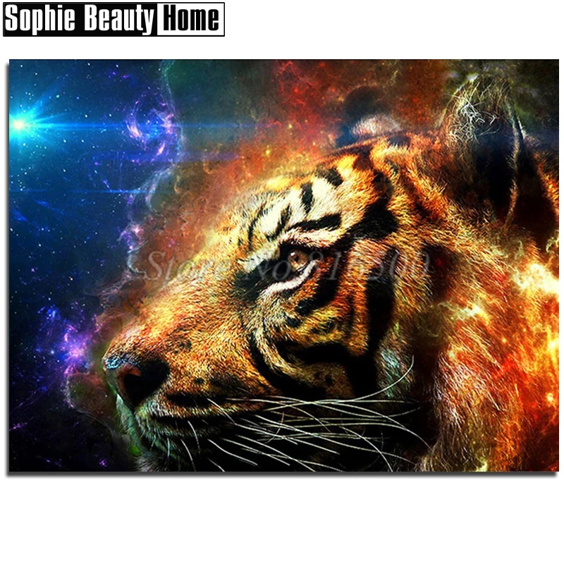 Diamond Mosaic Embroidery Cross Stitch Animal Tiger 5D Painting Universe Full Rhinestones Wedding Gift 191008 | Дом и сад