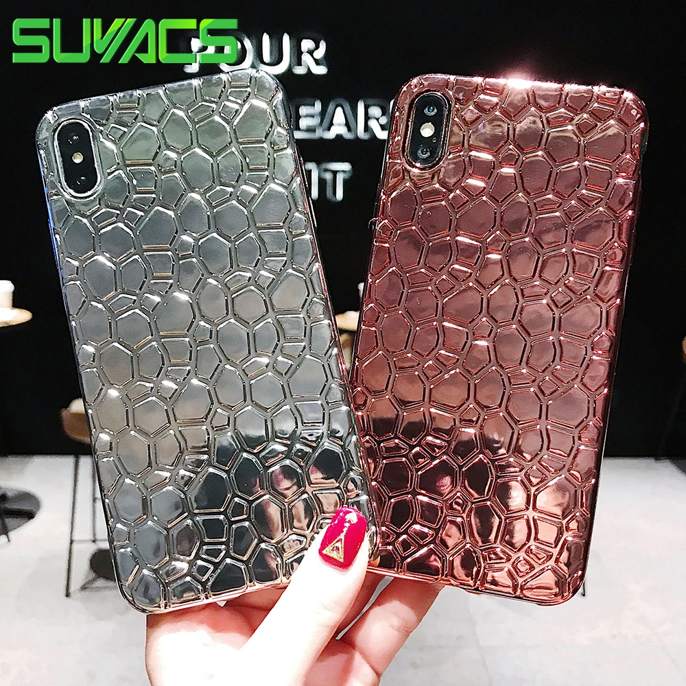 

SUYACS For iPhone 6 6S 7 8 Plus X XS MAX XR Beautiful 3D Plating Plain Soft TPU Graphic Phone Case Cover Shell Fundas Coque Bag