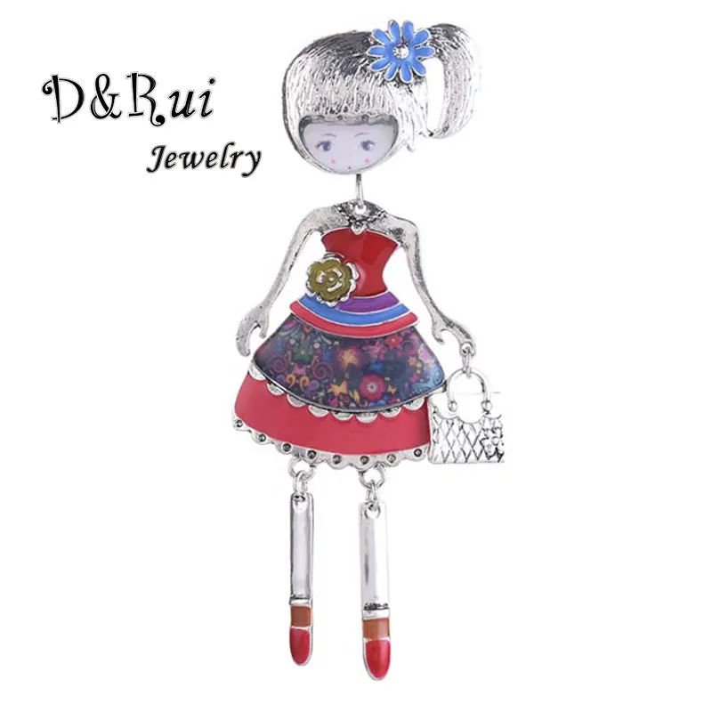 

New Princess Style Enamel Pin Girls Kids Cartoon Silver Color Metal Alloy Doll Designer Brooches Pins for Women Backpacks Brand