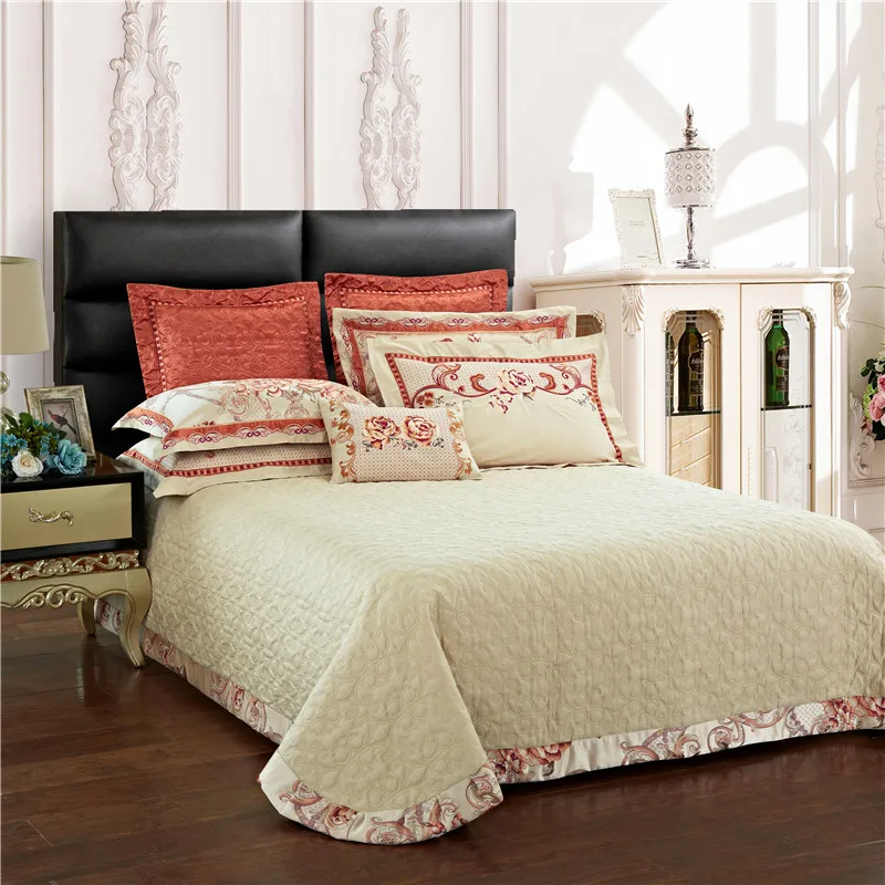 Cheap New 4/6/9Pcs Luxury wedding Bedding set Stain Jacquard Cotton Double King Queen size Bedspread set Duvet cover  Pillowcases 14