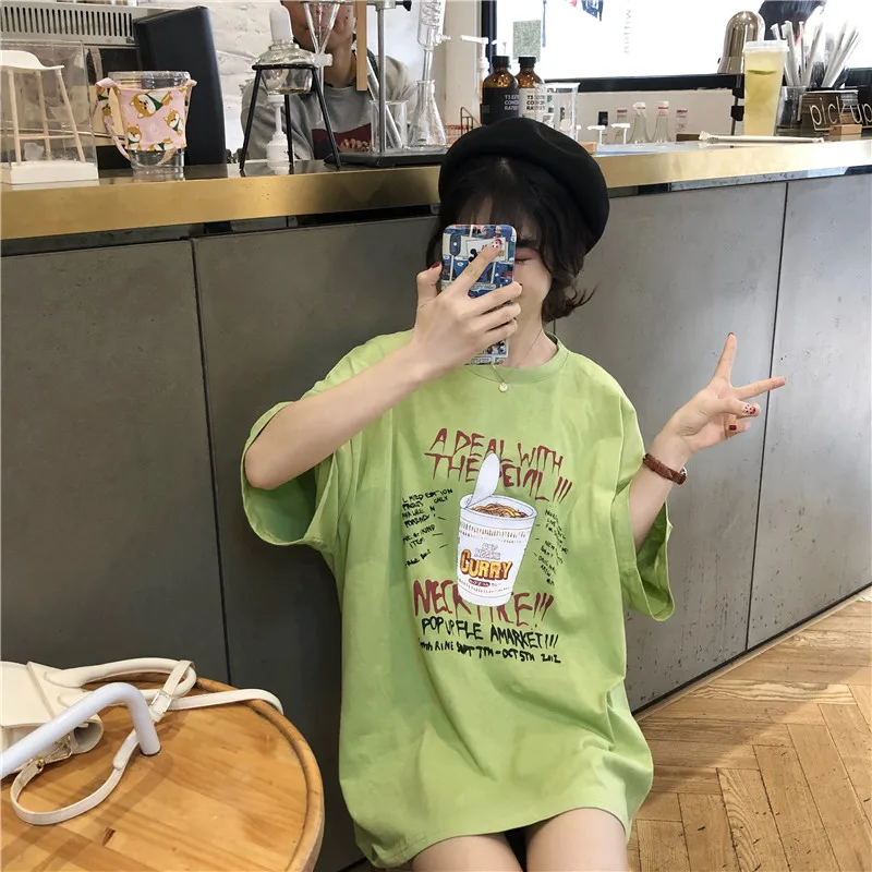 Harajuku креативная женская футболка с открытой спиной, летняя новая футболка с буквенным принтом, женские корейские повседневные свободные мягкие топы, Длинные футболки