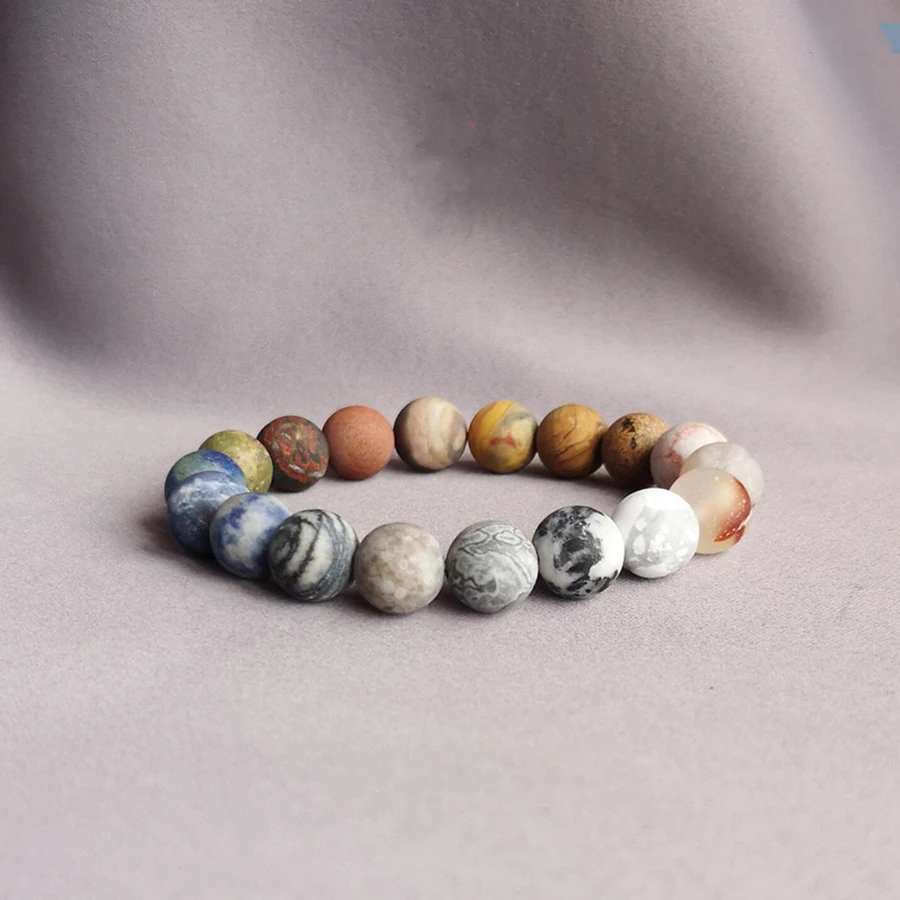 

10 mm Matte Frosted Amazonite beads Bracelets Eight planets in the universe Natural stone bracelet