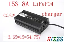 54.75 V 8A carregador para 15 S LiFePO4 carregador de bateria inteligente apoio CC/CV modo 3.65*15 = 54.75 V