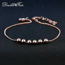 Двойные металлические бусины, очаровательные браслеты-Цепочки, розовое золото, Модные Винтажные Ювелирные изделия для женщин, pulseiras DFH083
