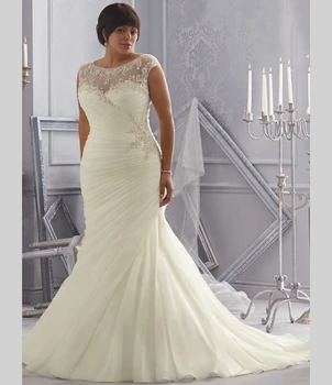 

Crystal Distinctive Design Plus Size Wedding Dresses Mermaid Wedding Gown Organza 2018 Vestidos De Noiva Robe De Mariage Beaded