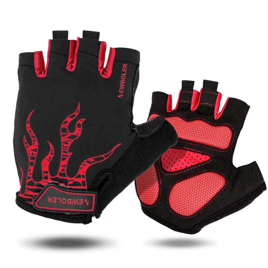 NEWBOLER Half Finger Cycling Gloves Mens Women's Summer Sports Bike Gloves Nylon Mountain Bicycle Gloves Guantes Ciclismo