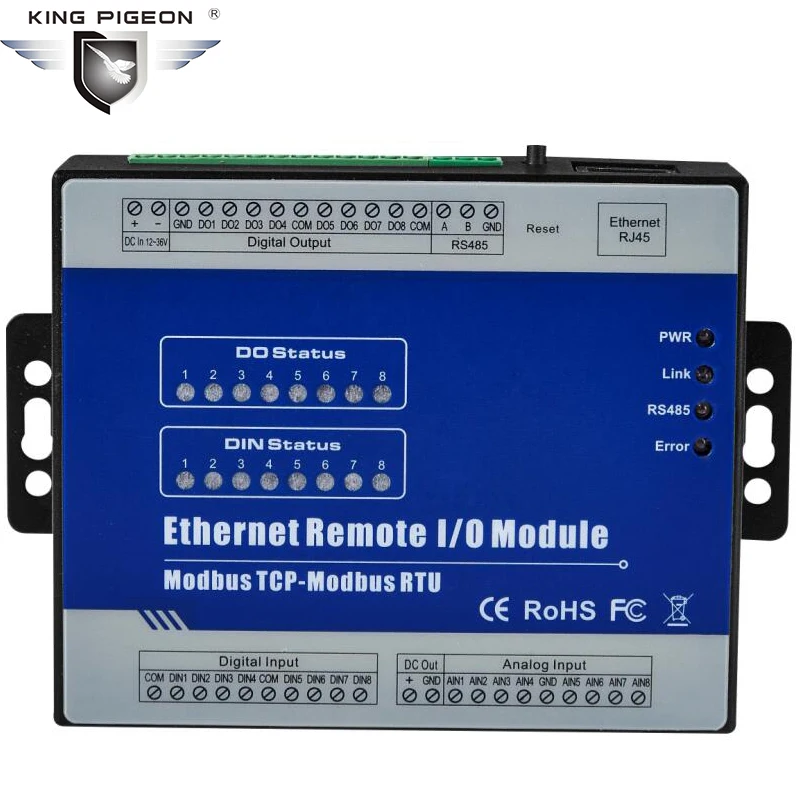 Веб-сервер RS485 к RJ45 Ethernet для Modbus RTU IO модуль поддержки ШИМ Выход 4 аналоговых входов 8 цифровых входов m150T