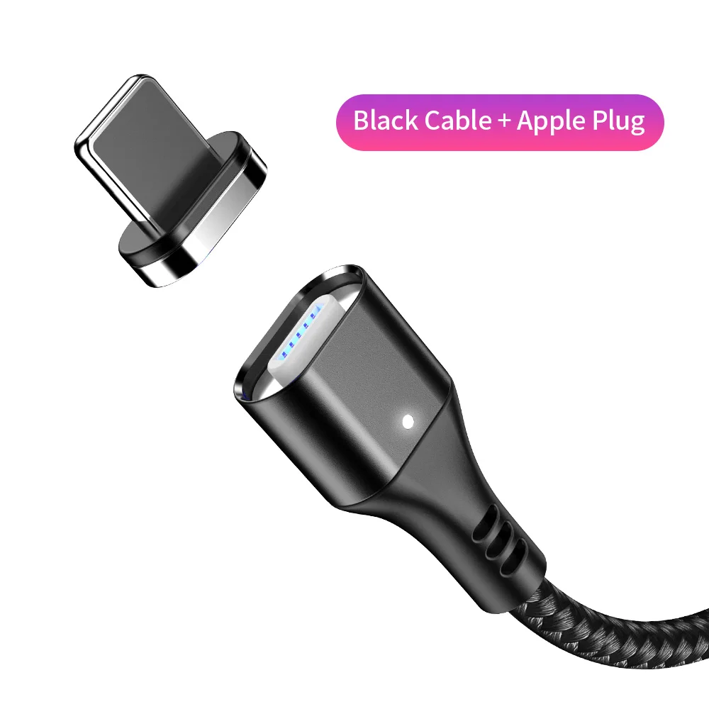 YBD магнитное зарядное устройство Micro USB кабель для samsung iPhone/USB кабель usb type c зарядка магнитная/зарядное устройство провод для huawei Xiaomi - Цвет: Black for iPhone