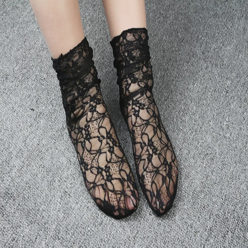 Кружевные носки Для женщин пикантные Винтаж ботильоны Kawaii Носки для девочек прозрачные носки