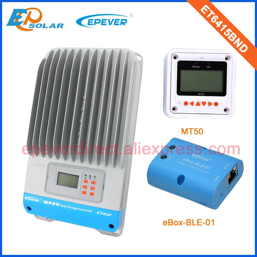 

Factory direct supply mppt controller 60A 60amp ET6415BND with white MT50 remote meter and bluetooth box