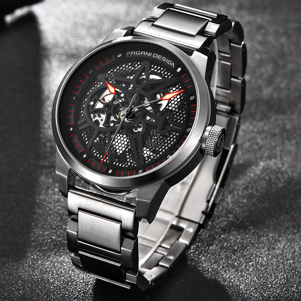 باجاني تصميم الجوف الهيكل العظمي ساعات آلية للرجال للماء شفافة أسفل ووتش الرجال الفولاذ المقاوم للصدأ ساعة اليد باجاني تصميم الجوف الهيكل العظمي ساعات آلية للرجال للماء شفافة أسفل ووتش الرجال الفولاذ المقاوم للصدأ ساعة اليد