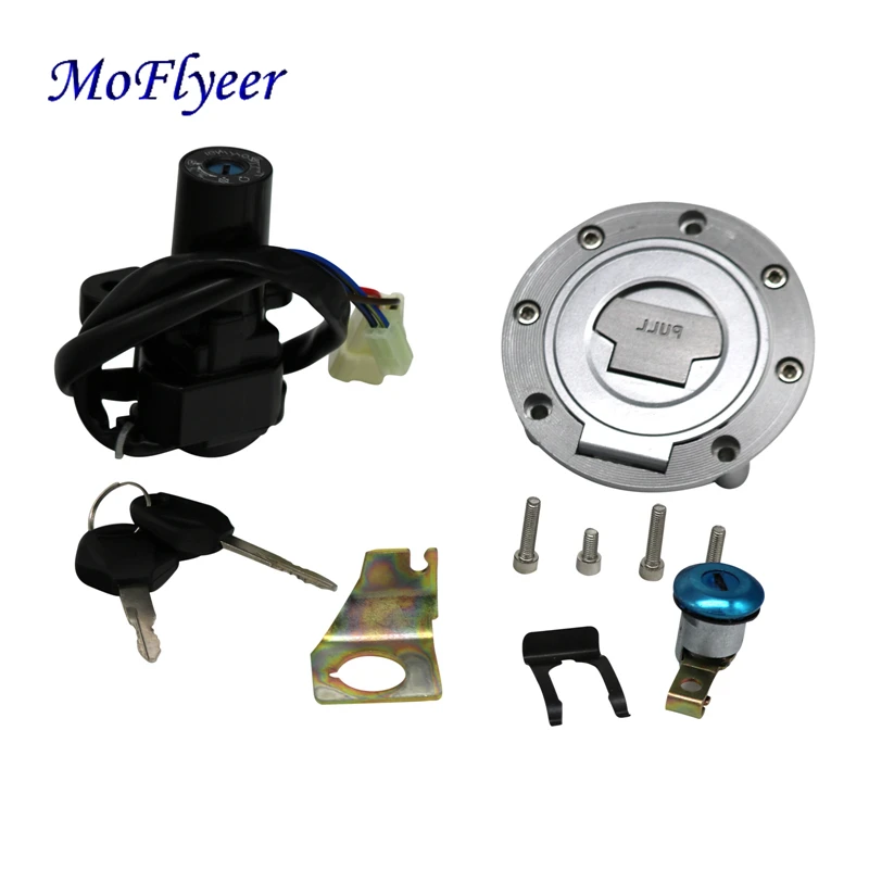 

MoFlyeer Motorcycle Ignition Switch Gas Cap Fuel Tank Cover Lock Assembly With Key Set Engine Hook Locking Key 1992-2013