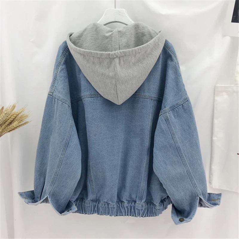 Automne Femme Marée Qualité Lâche Gray Mode Hat Personnalité Veste Courte Vent Casual Bf Printemps Hat À Capuche Haute Denim Nouveau 2018 H020 white TExw6
