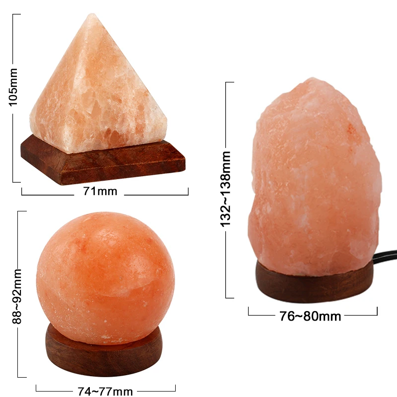  USB Himalayas Salt Lamp Air Purify RGB Round Natural Triangle Crystal Rock Lamp Wooden Base Colorfu - 32911159426