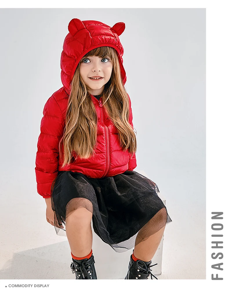 Balabala/Детская куртка-пуховик для мальчиков и девочек; Сезон Зима; легкая куртка-пуховик; пальто с капюшоном; верхняя одежда